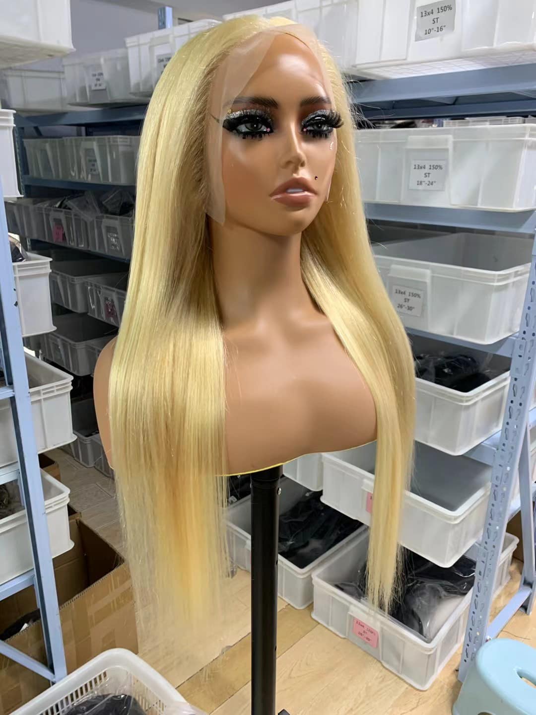 613 blonde color straight hair 13X4  full frontal wig 180 density ,body wave