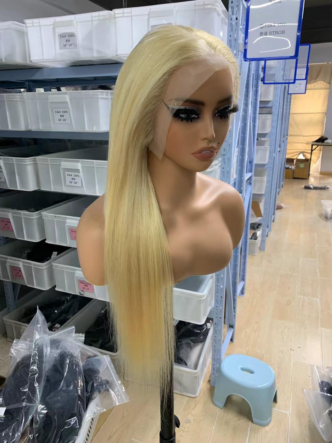613 blonde color straight hair 13X4  full frontal wig 180 density ,body wave
