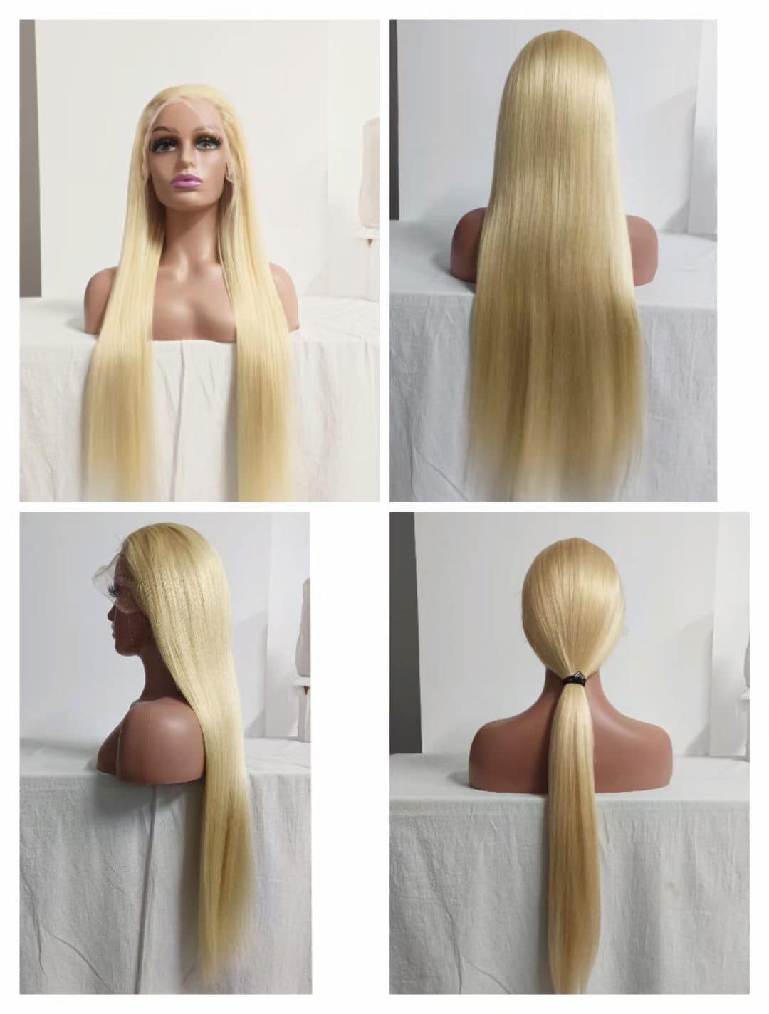 613 blonde color straight hair 13X4  full frontal wig 180 density ,body wave