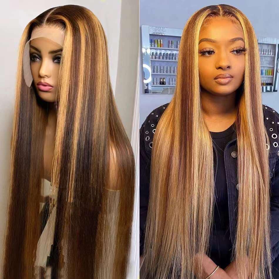 high light color 180 density Ear to ear full frontal straight wig 180 density