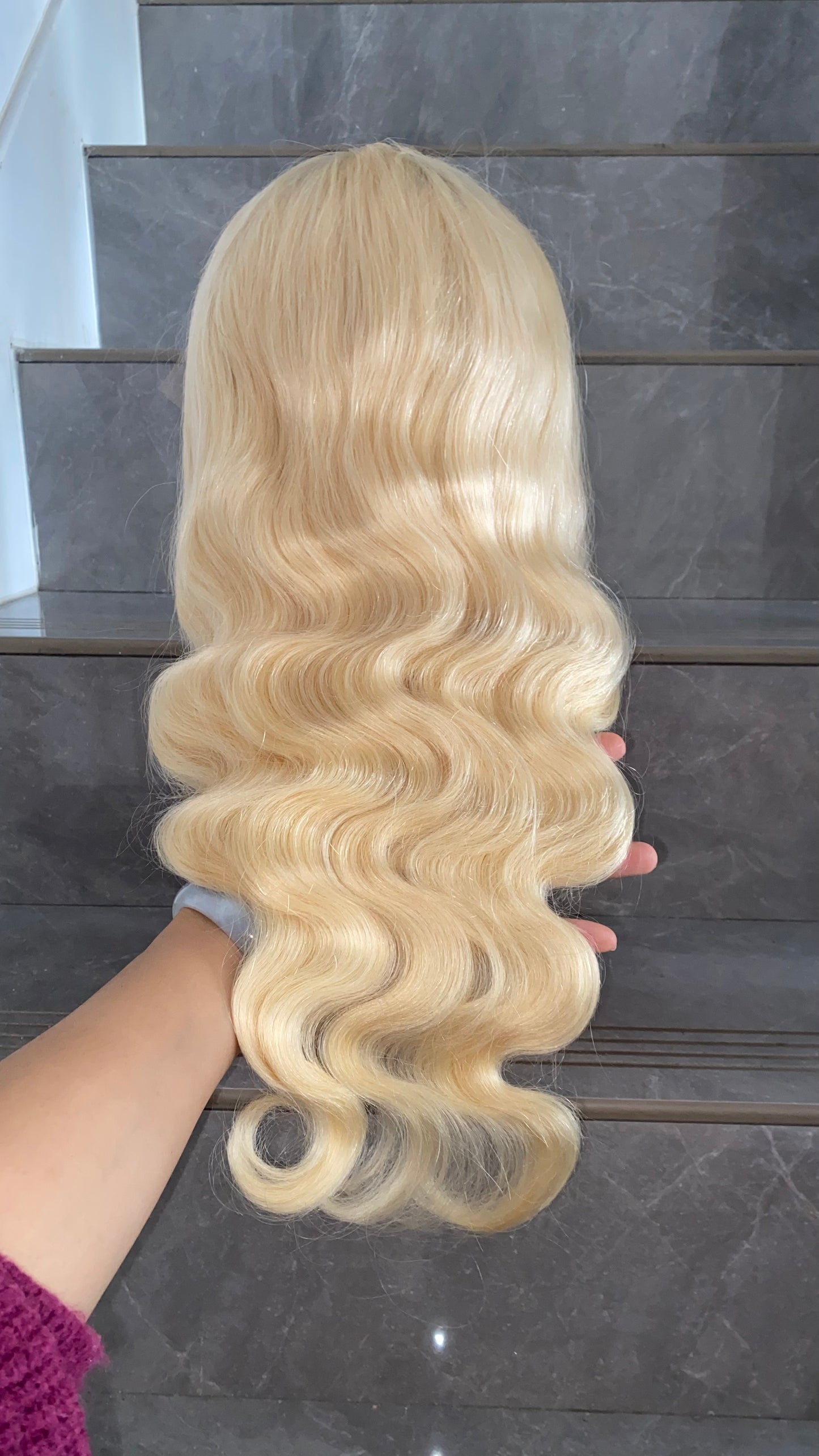613 blonde color straight hair 13X4  full frontal wig 180 density ,body wave