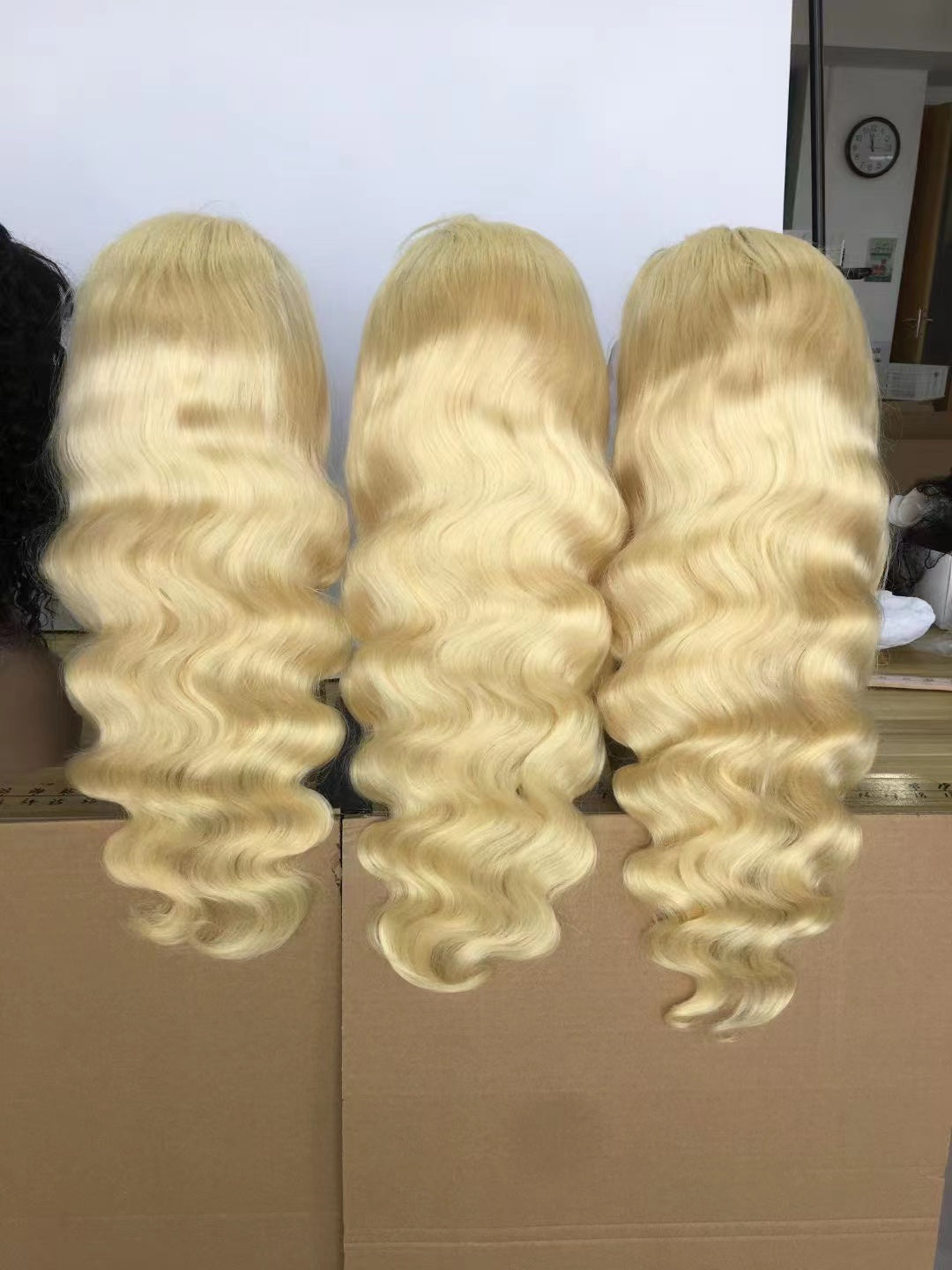 613 blonde color straight hair 13X4  full frontal wig 180 density ,body wave