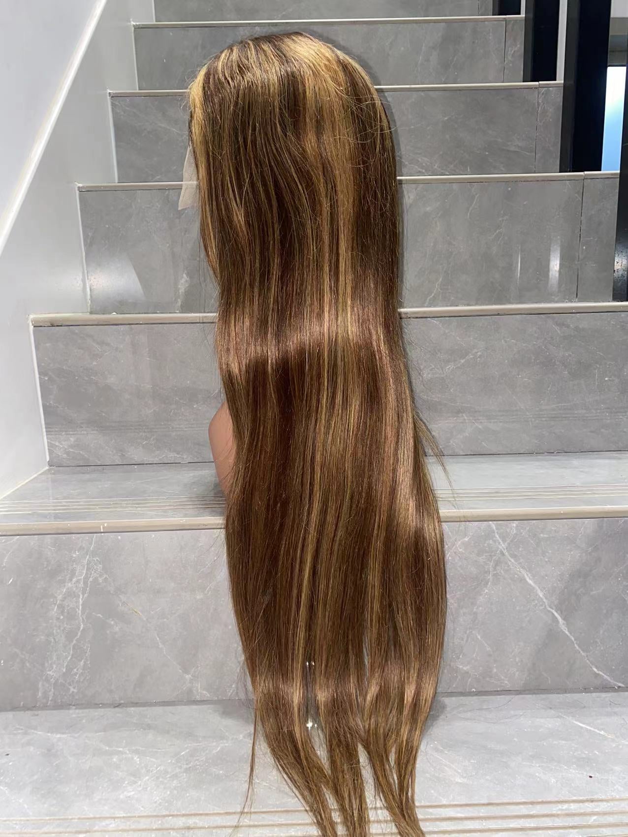 high light color 180 density Ear to ear full frontal straight wig 180 density