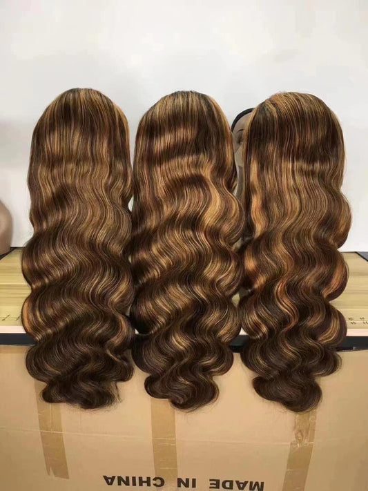 high light 4/27 color frontal body wig ,180 density