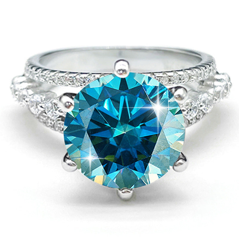 S925 Silver 5 Carat Six-claw Diamond Ring