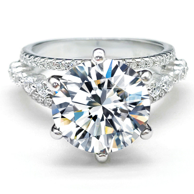 S925 Silver 5 Carat Six-claw Diamond Ring