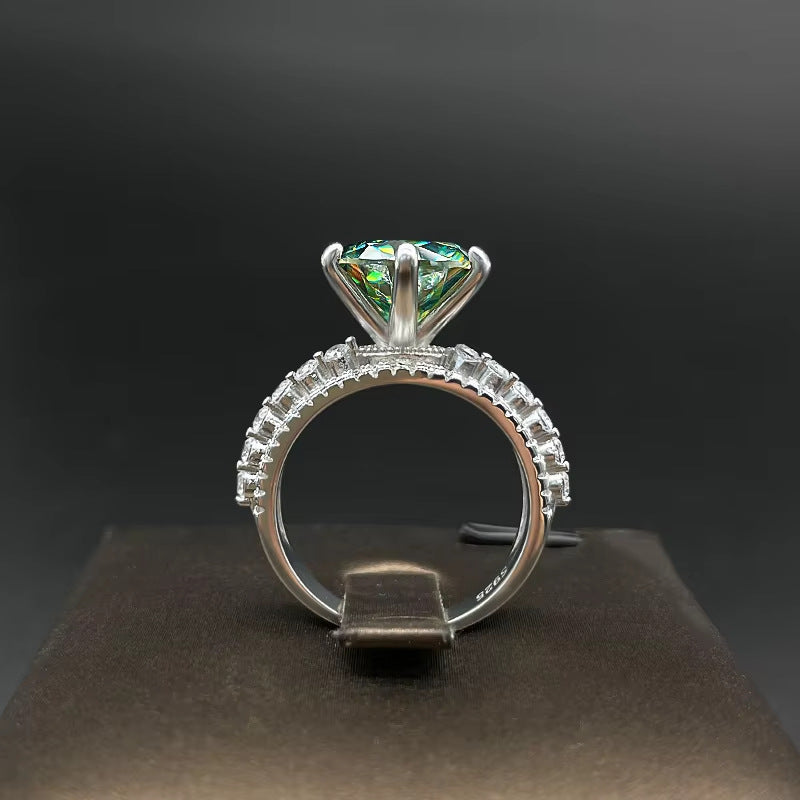 S925 Silver 5 Carat Six-claw Diamond Ring