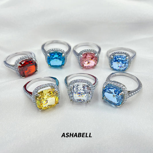 Square Ice Flower Cut S925 Sterling Silver Premium Ring