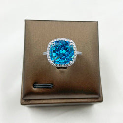 Square Ice Flower Cut S925 Sterling Silver Premium Ring