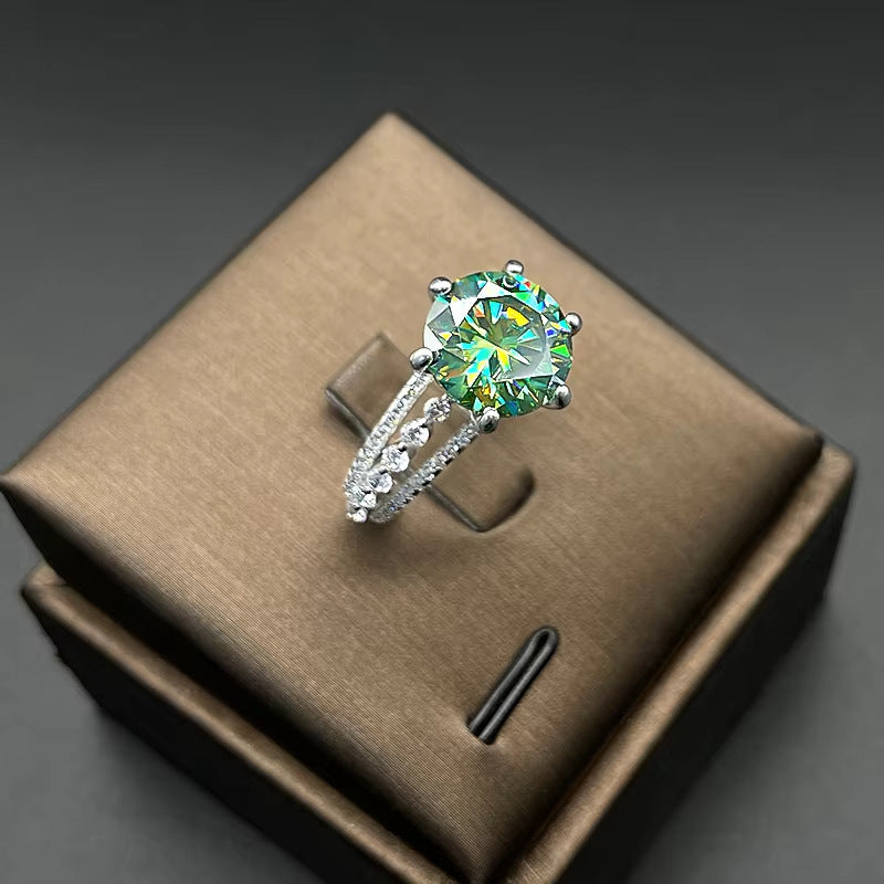 S925 Silver 5 Carat Six-claw Diamond Ring