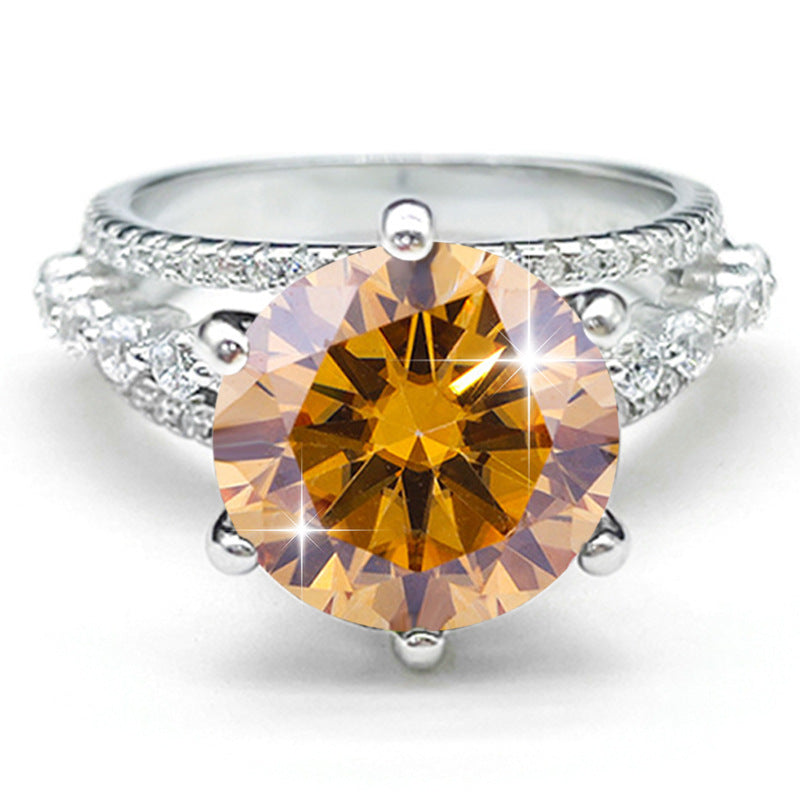 S925 Silver 5 Carat Six-claw Diamond Ring