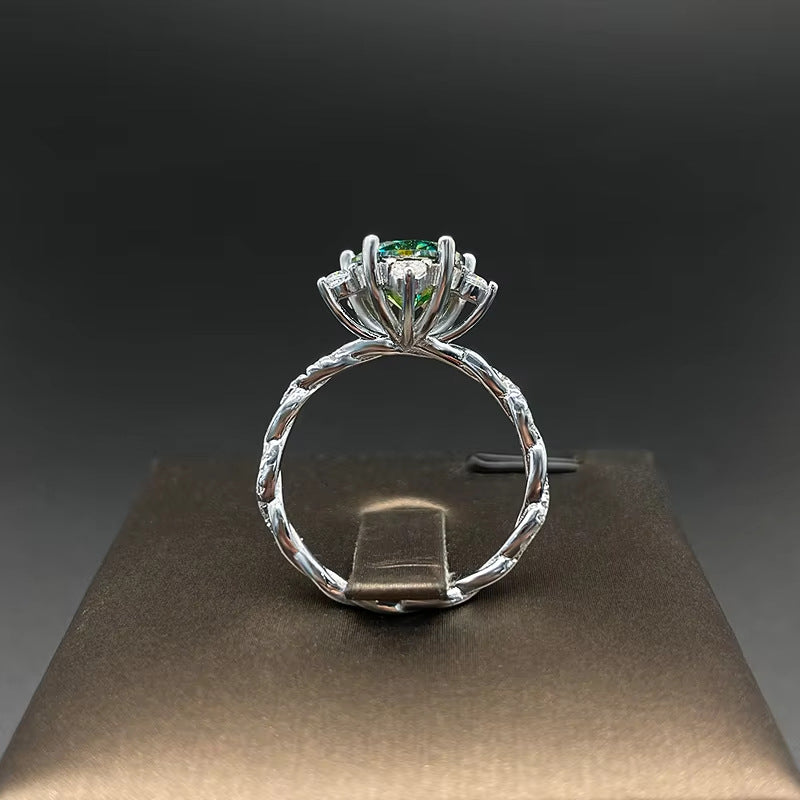 3 carat round green eight hearts eight shears cut twisted group diamond ring