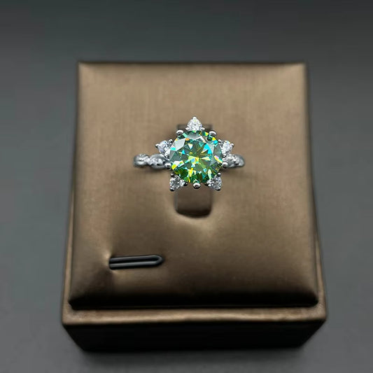 3 carat round green eight hearts eight shears cut twisted group diamond ring