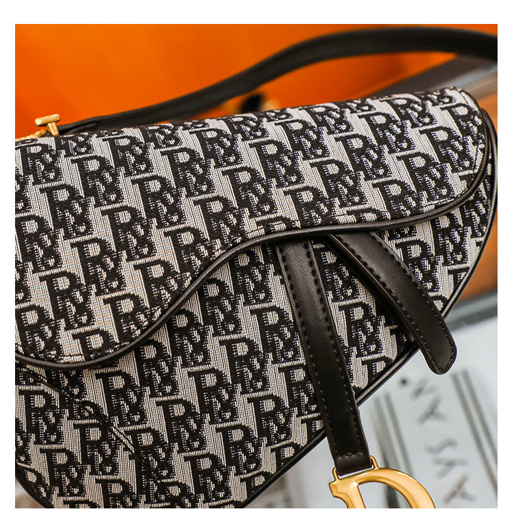 Montaigne women's bag new embroidery semicircular saddle bag wide-band shoulder crossbody handbag