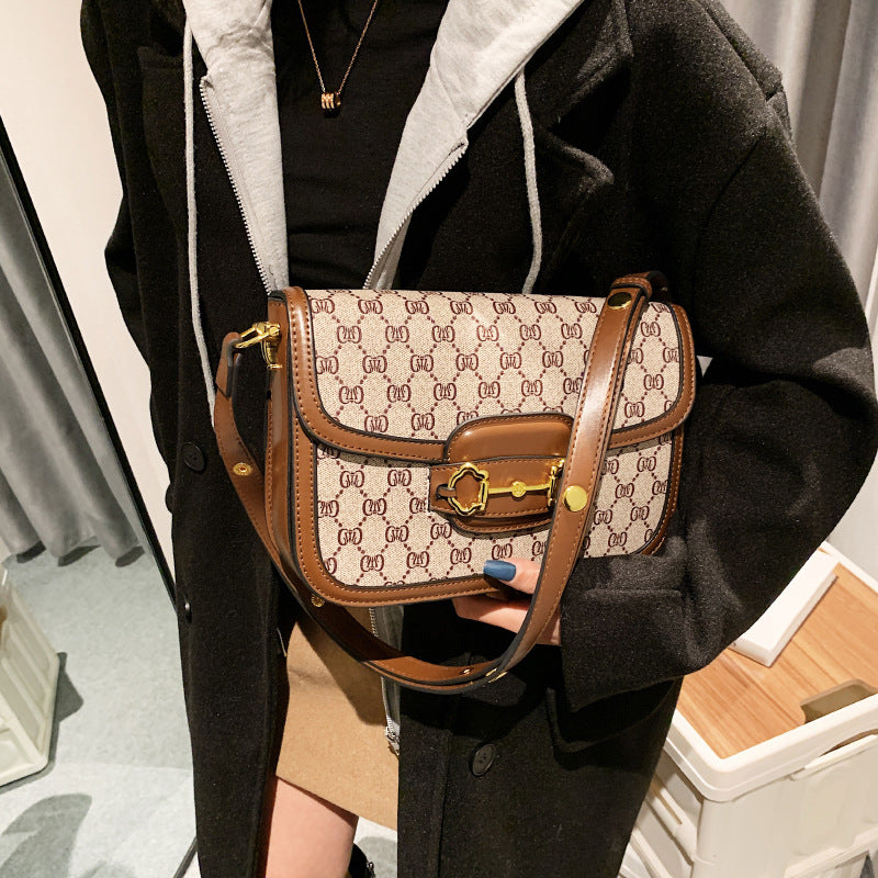 Vintage Printed Small Square Saddle Bag