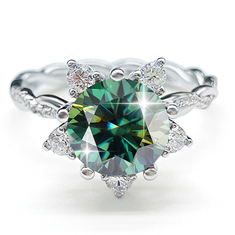 3 carat round green eight hearts eight shears cut twisted group diamond ring