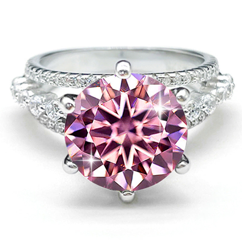 S925 Silver 5 Carat Six-claw Diamond Ring