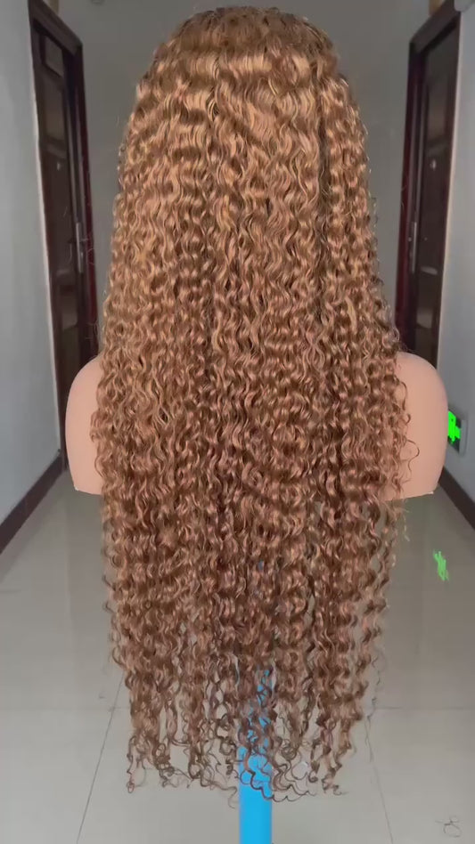 13X4 210 density colored curly wig