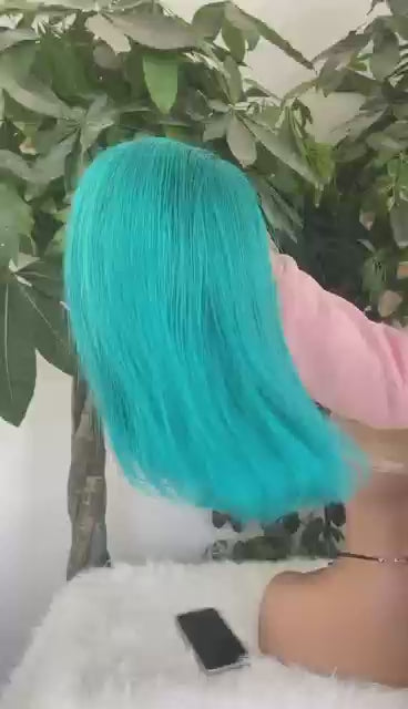 13X4 Frontal blue bob , blue color bob