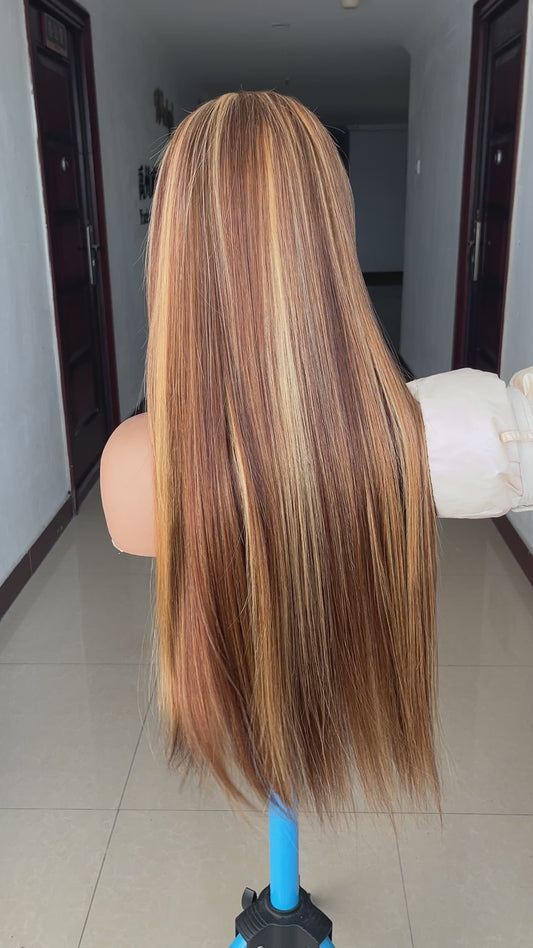 13X4 210 density high light color straight hair