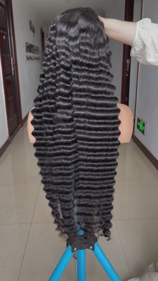 34inch 13X4 210 density deep wave natural color