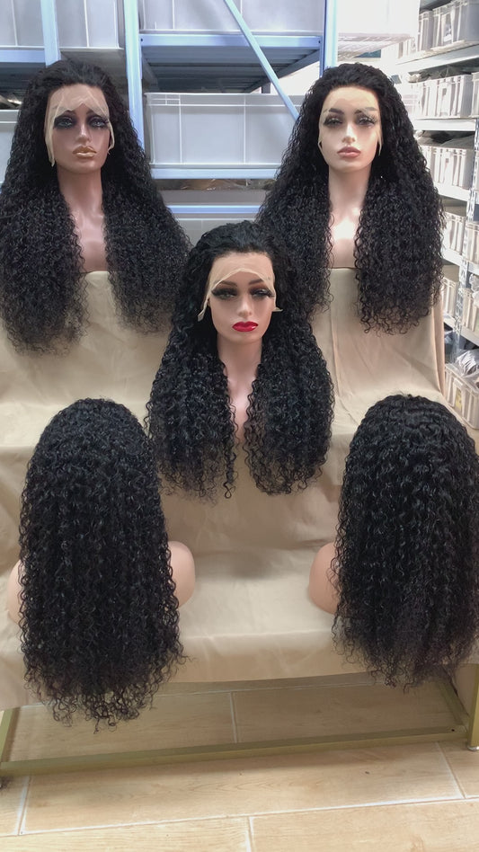 full frontal wig 13X4 jerry curly  180 density on hand