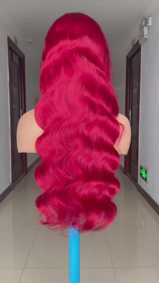 13X4 210 density red color body wave
