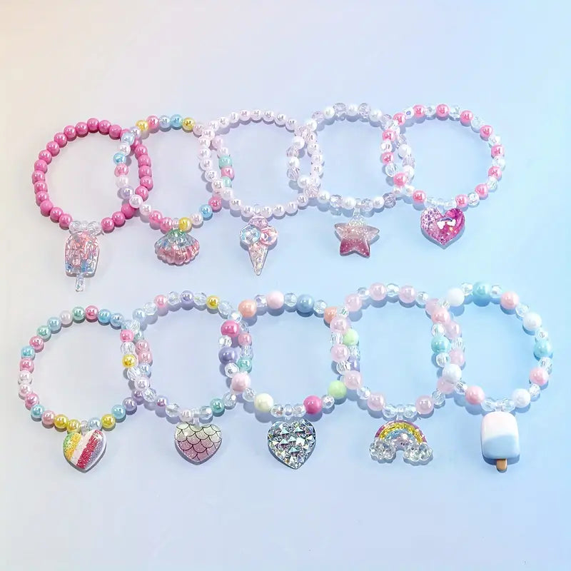 10pcs Exquisite Resin and Acrylic Beads Charm Bracelets