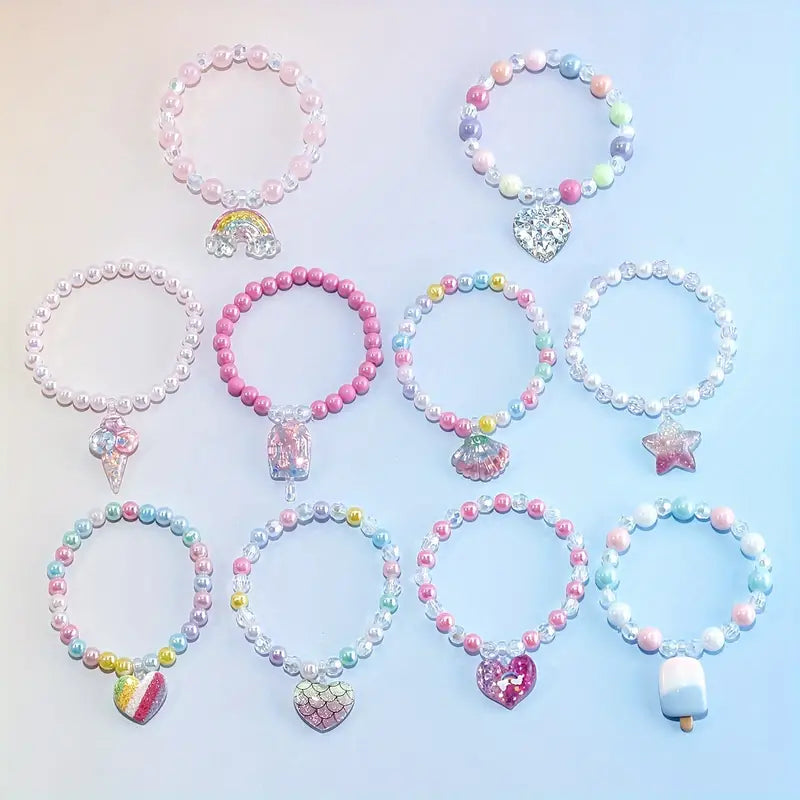 10pcs Exquisite Resin and Acrylic Beads Charm Bracelets