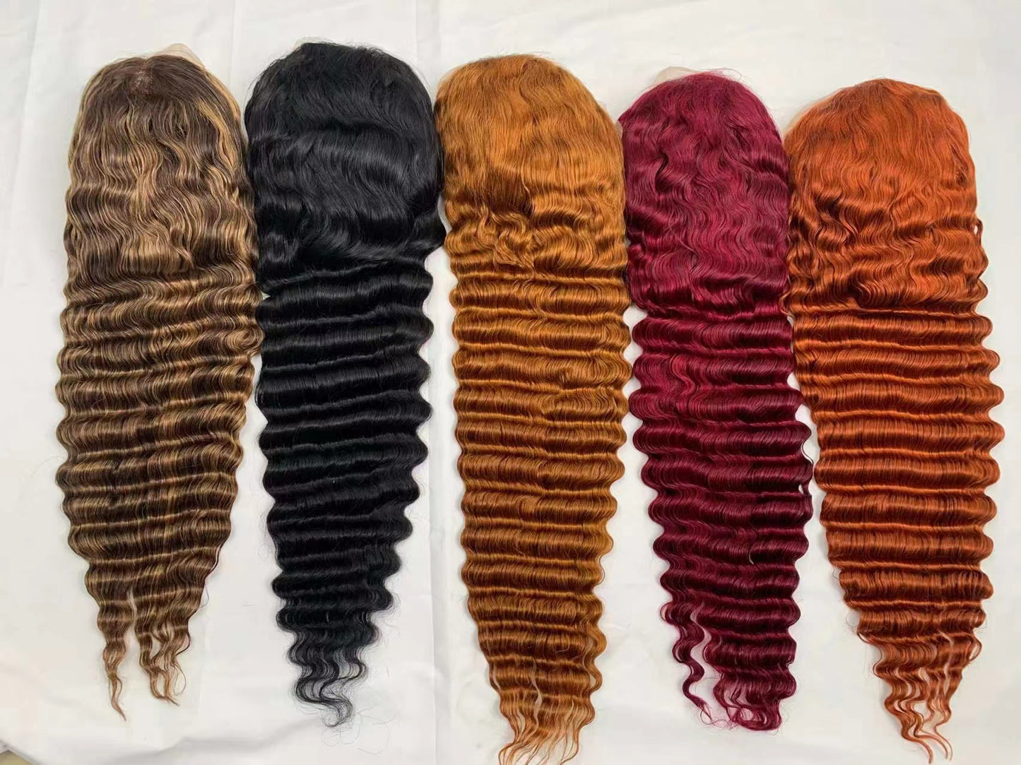 180 density Ear to ear frontal deep wave wig natural color ,99J color, 350 color, high light color