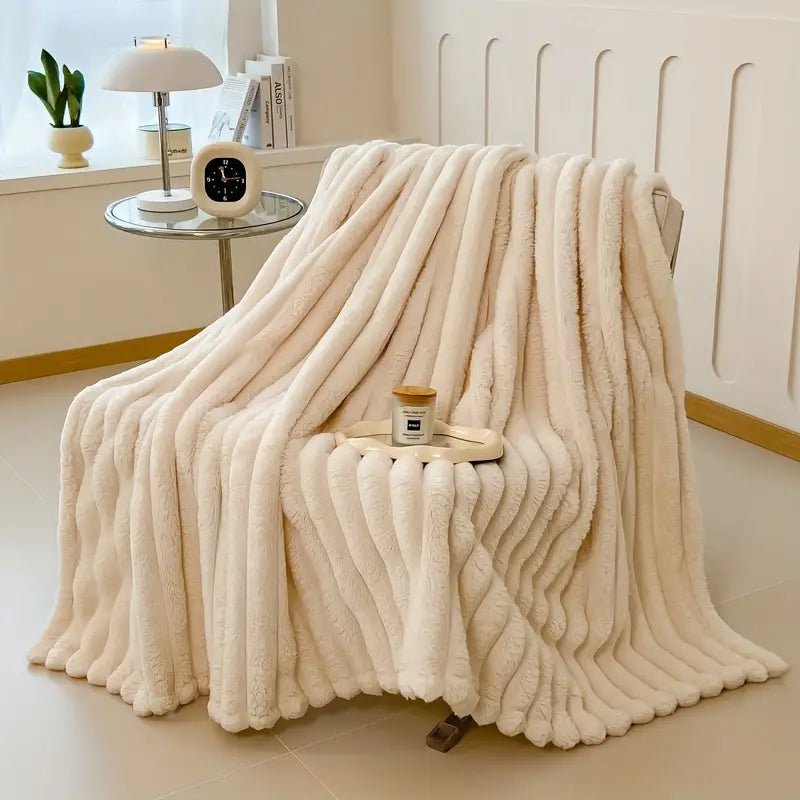 Luxurious Faux Rabbit Fur Throw Blanket 1.8m X 2.0m