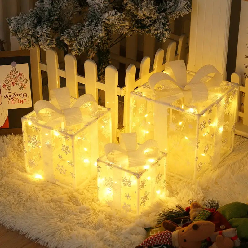 3 Pcs Christmas Lighted Gift Boxes