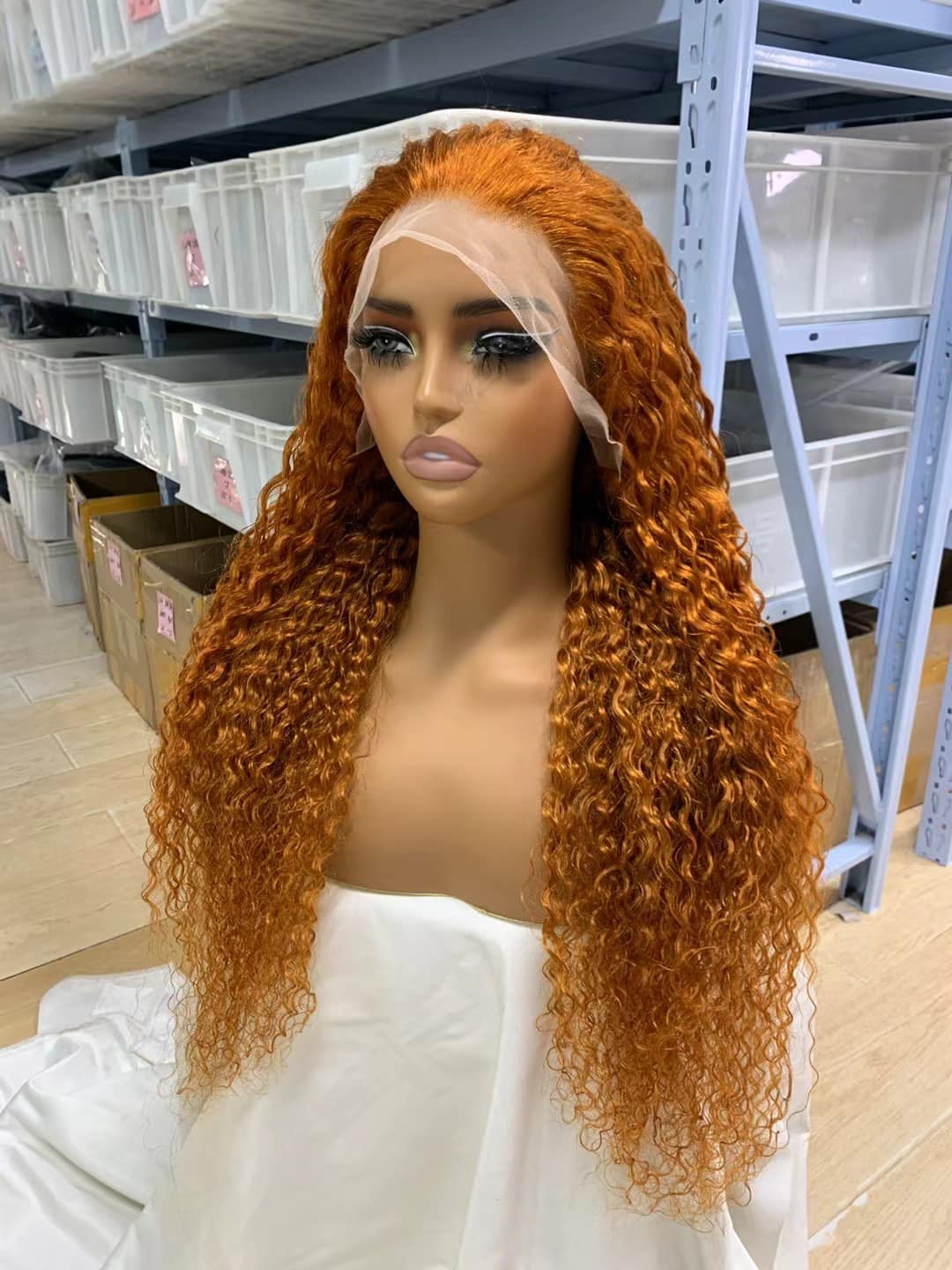 180 density Ear to ear frontal jerry curly wig 350 ginger color