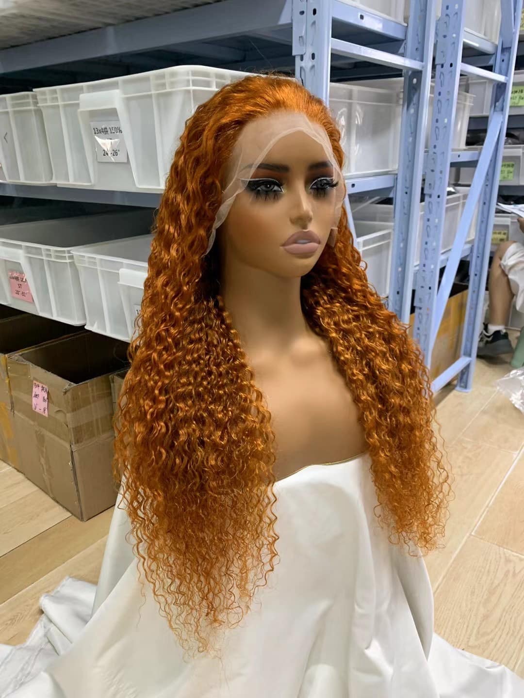 180 density Ear to ear frontal jerry curly wig 350 ginger color