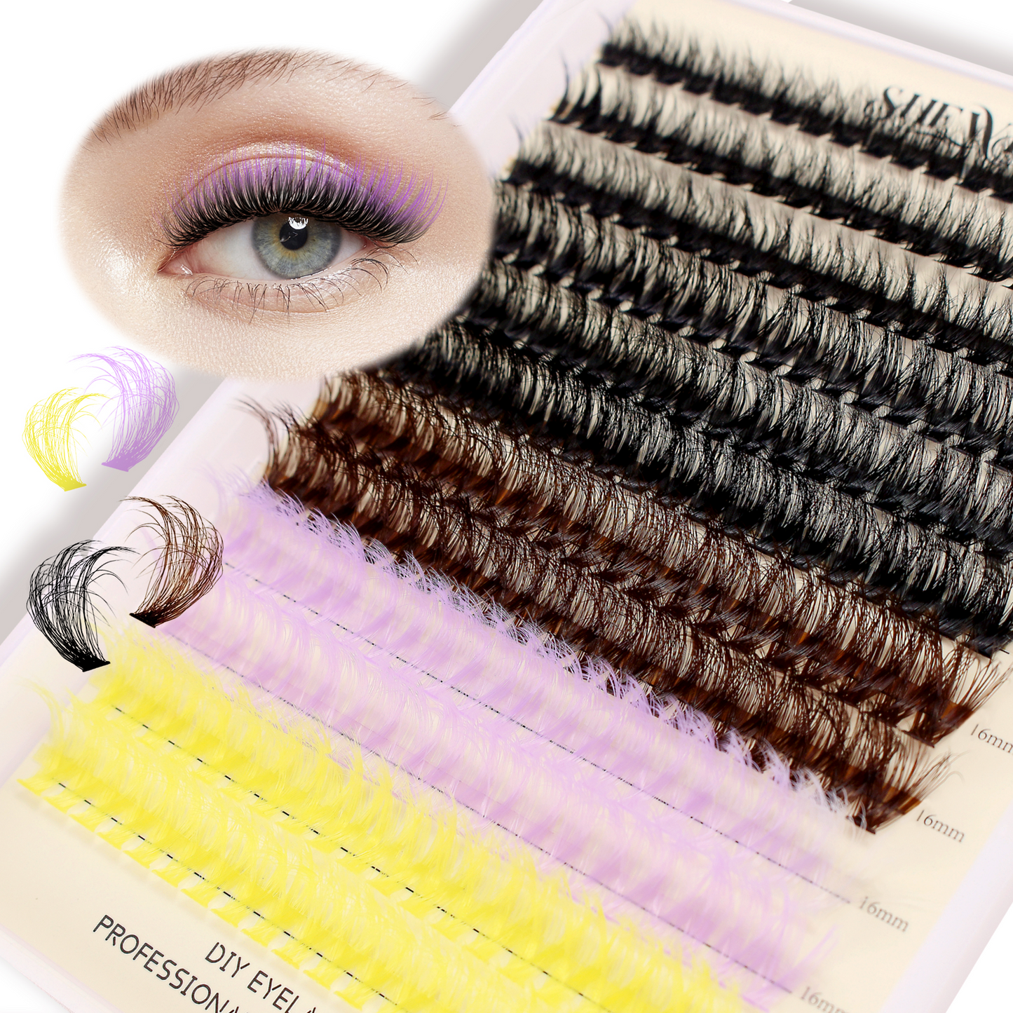 Colored Lash Clusters Wispy Eyelashes: Fluffy Lash Clusters 80D 10-16mm D Curl for Lash Extension Beginners - 240pcs