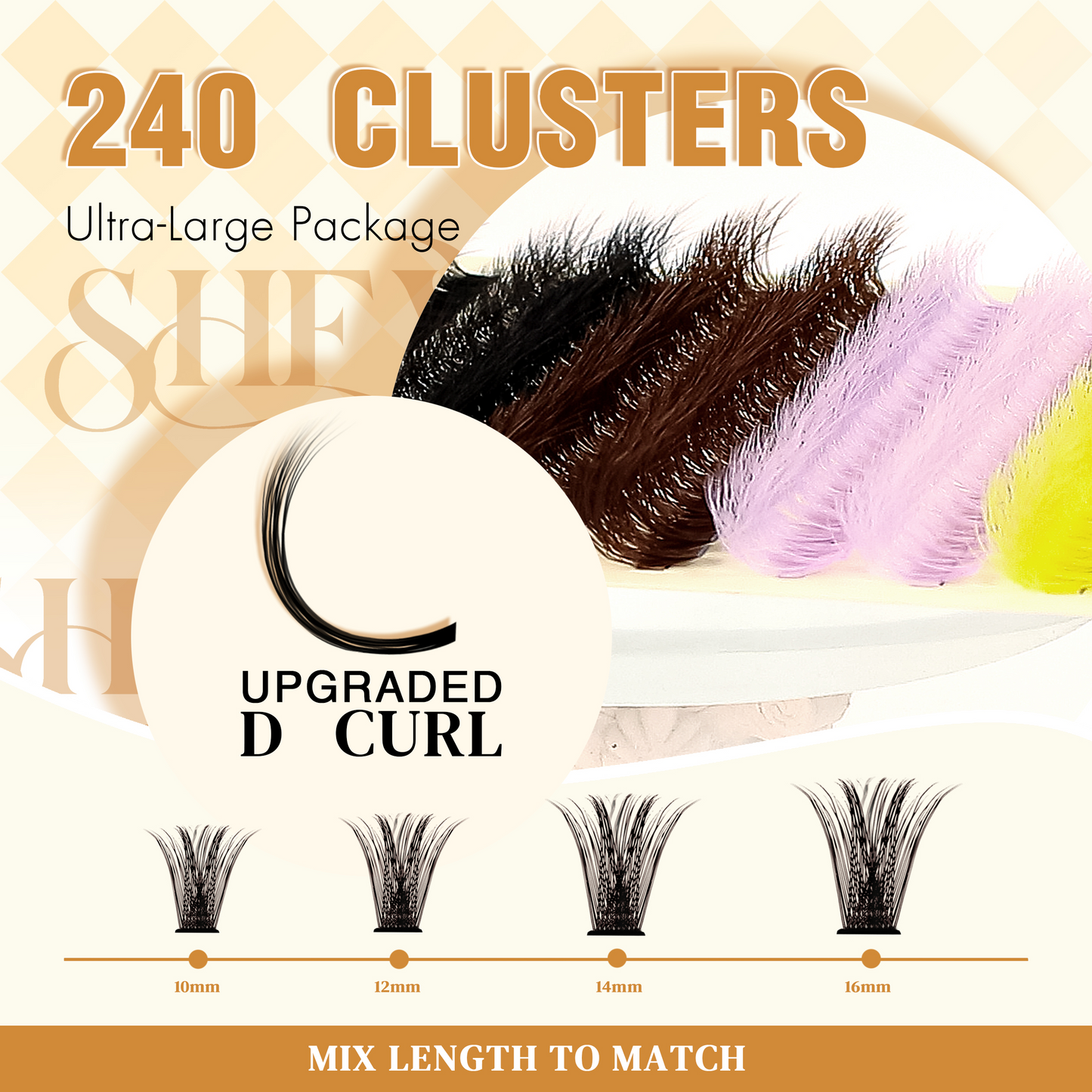 Colored Lash Clusters Wispy Eyelashes: Fluffy Lash Clusters 80D 10-16mm D Curl for Lash Extension Beginners - 240pcs