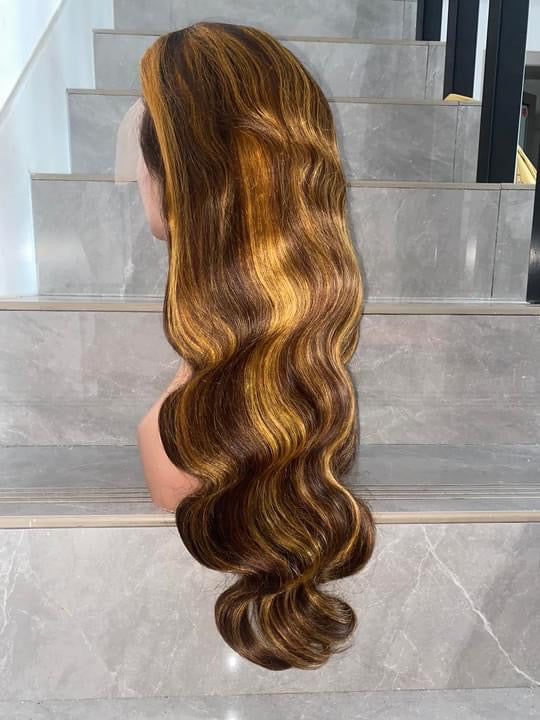 high light 4/27 color frontal body wig ,180 density