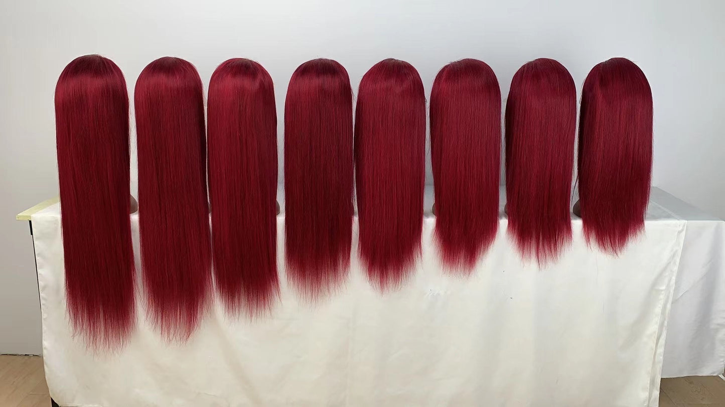 180 density Ear to ear frontal straight wig natural color ,99J color, 350 color, high light color