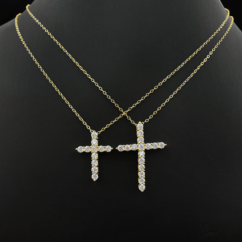 Women's cross clavicle necklace diamond pendant