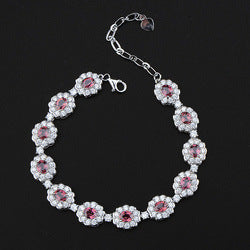 Fashion Ruby Bracelet Women Tennis Bracelet Valentine's Day Gift Flower Bracelet