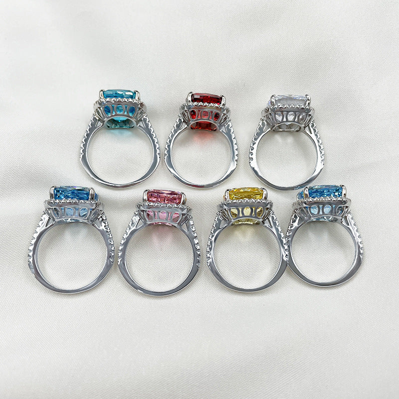Square Ice Flower Cut S925 Sterling Silver Premium Ring