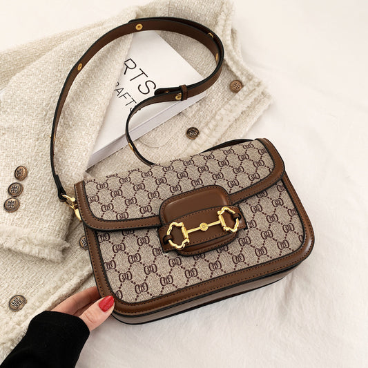 Vintage Printed Small Square Saddle Bag