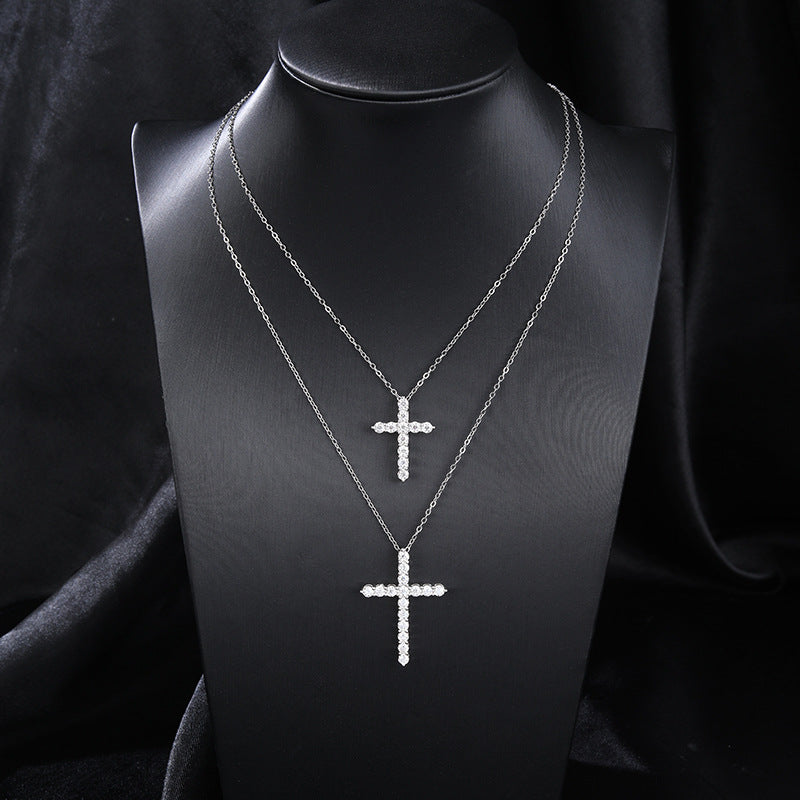 Women's cross clavicle necklace diamond pendant