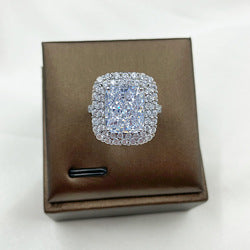 S925 sterling silver super shiny luxury full diamond colorful square ice flower cutting women's ring