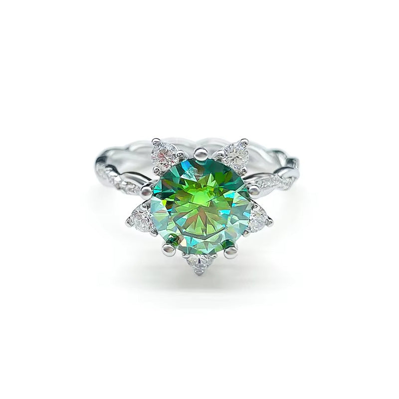 3 carat round green eight hearts eight shears cut twisted group diamond ring