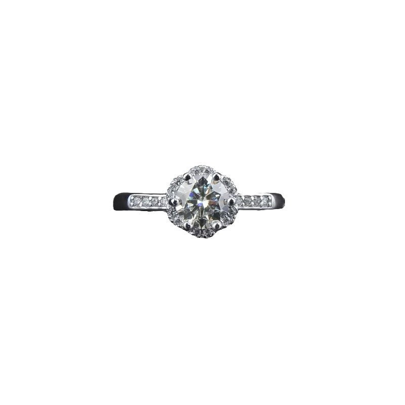 Flower Shape 1 Carat Round Diamond Ring