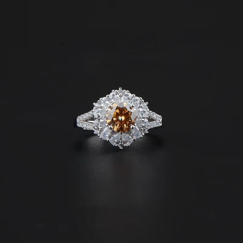 Sunflower diamond Ring  Women's Ring