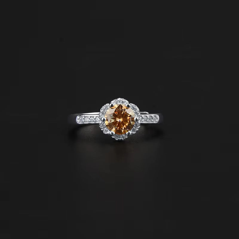 Flower Shape 1 Carat Round Diamond Ring