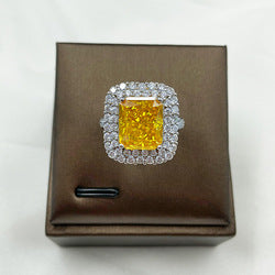 S925 sterling silver super shiny luxury full diamond colorful square ice flower cutting women's ring