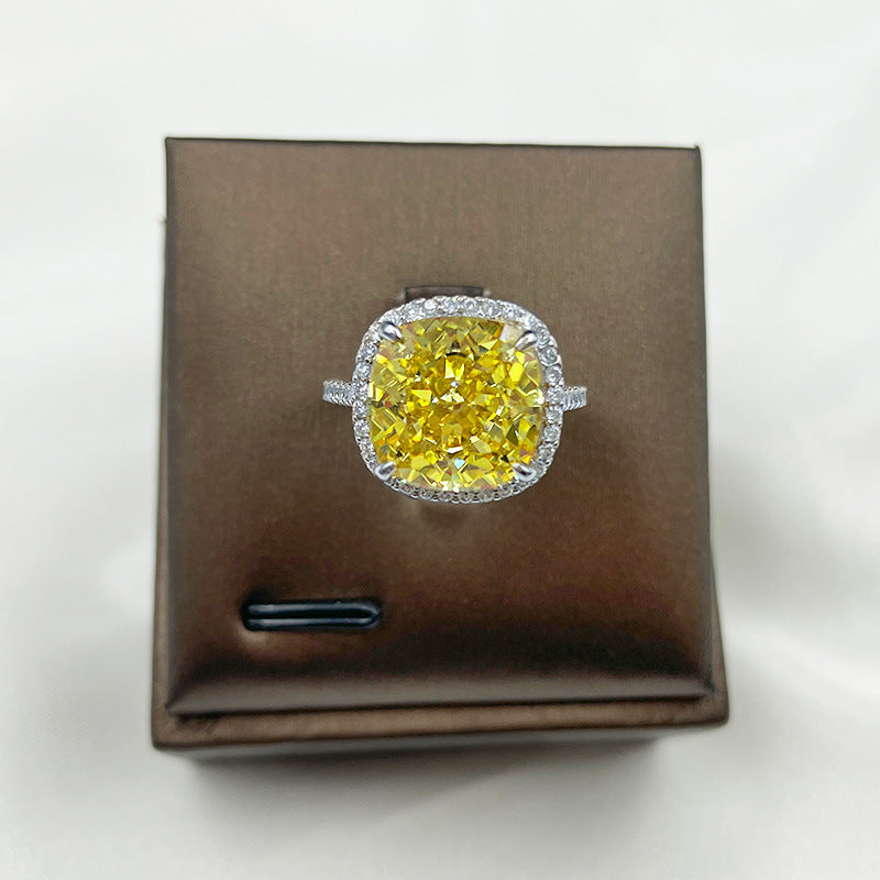 Square Ice Flower Cut S925 Sterling Silver Premium Ring